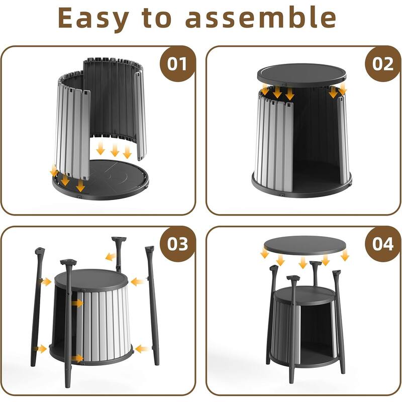 decksplore Side Table with Storage All-Weather Resin Living Room, Bedroom, Balcony, Reading Room (Black)