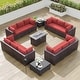 preview thumbnail 4 of 28, Kullavik 15PCS Outdoor Patio Furniture Set with Fire Pit Table & Glass Top Coffee Table