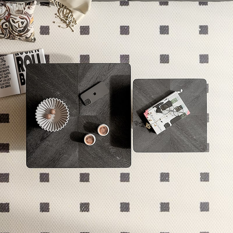 Modern Wood Coffee Table with Cylindrical & Fluted Pedestal