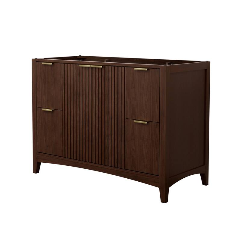 Wyndham Collection WCF9191-48S-CXSXXMXX Palmilla 48" Single Free - Dark Walnut / Brushed Gold Hardware