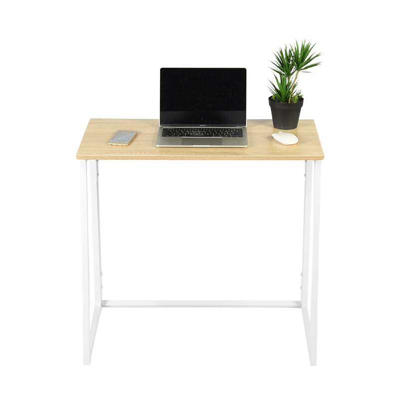 HomyLin Folding Desk Study Corner Writing PC Office Sofa Table - Oak