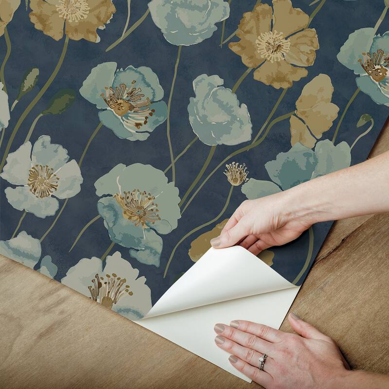 NuWallpaper Adelia Indigo Peel and Stick Wallpaper