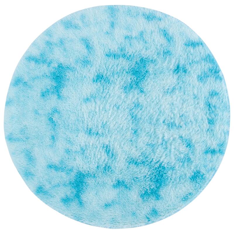 SAFAVIEH Rainbow Shag Didy Shag Rug - 4' Round - Aqua