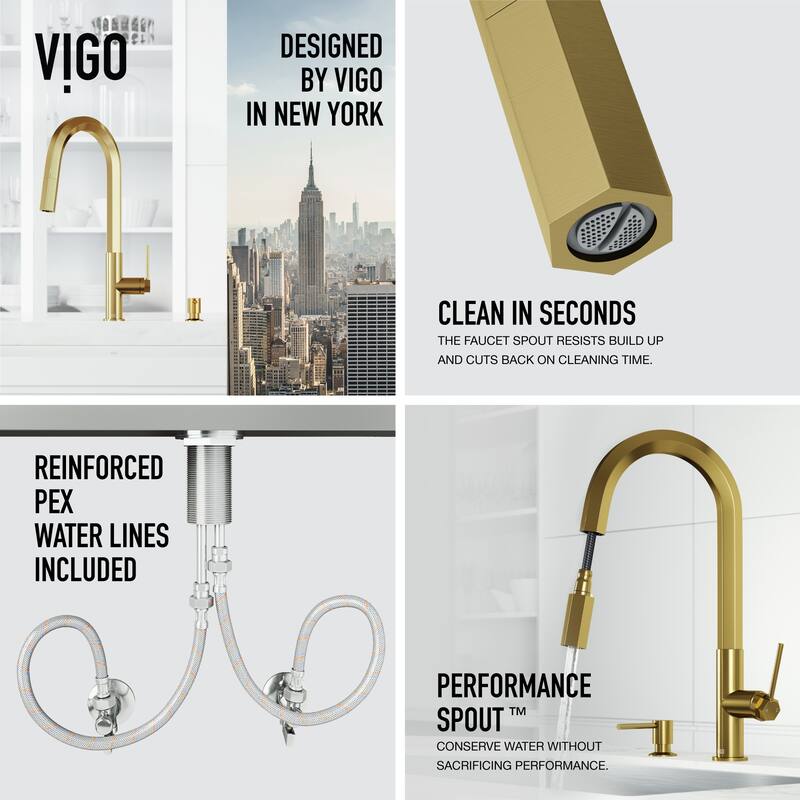 VIGO Hart Hexad 18" H Single Handle Pull-Down Kitchen Faucet