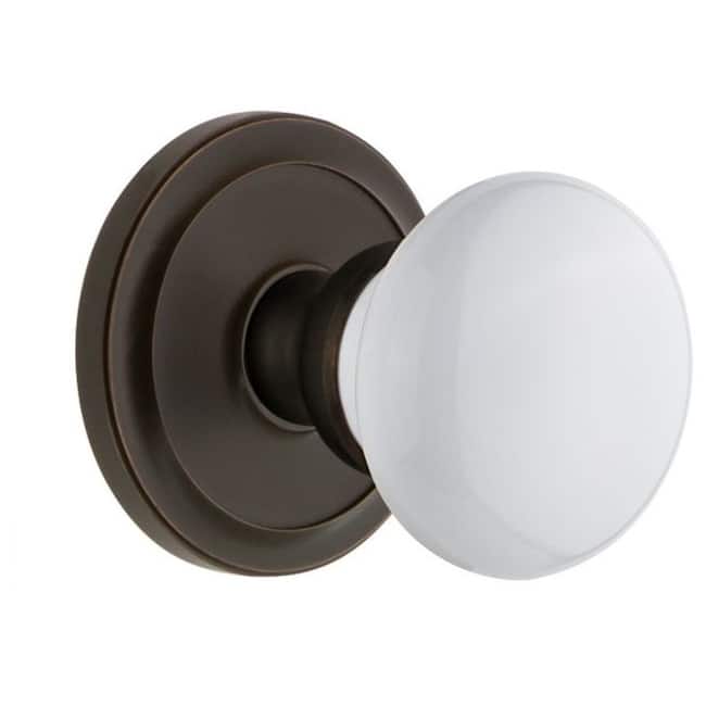 Grandeur Circulaire Solid Brass Rose Privacy Door Knob Set with Hyde
