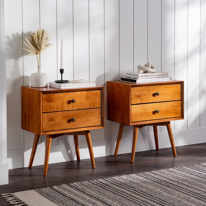 Middlebrook Mid-Century Solid Wood 2-Drawer Nightstand (Set of 2)
