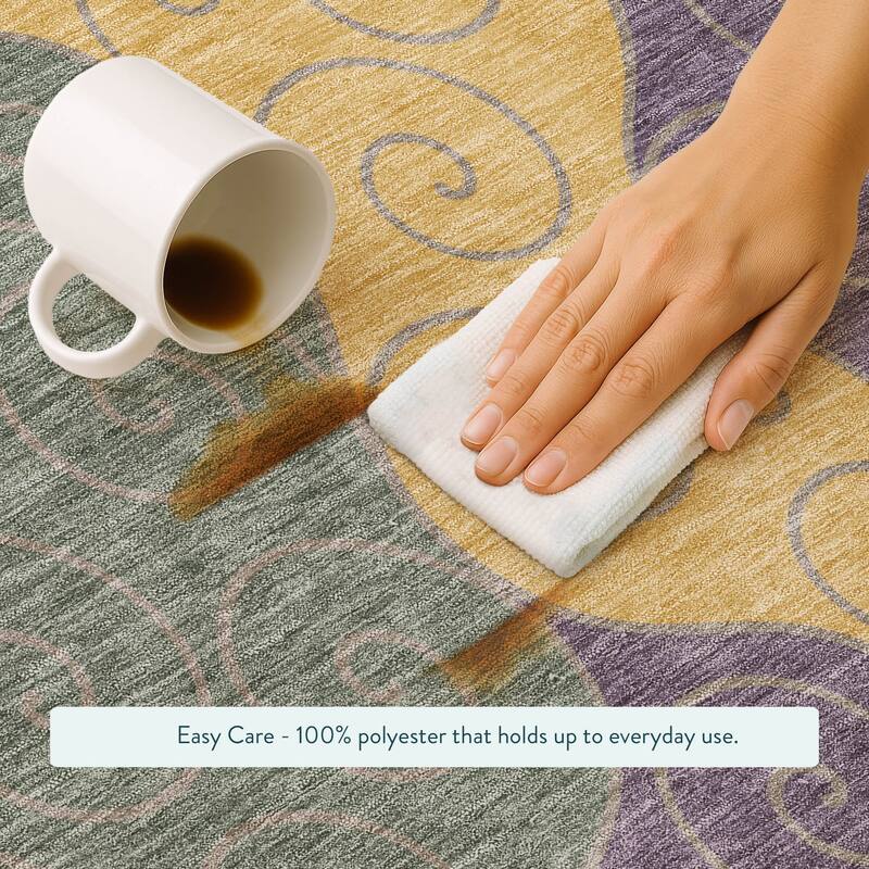 Machine Washable Indoor/ Outdoor Swirly Chantille Rug