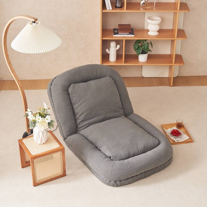 18 Sections Adjustable Triple Fold Down Sofa Bed, Adjustable Floor Couch Sofa with Pillow, Upholstered Floor Bed