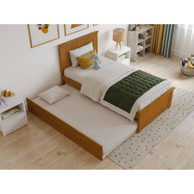 Nantucket Solid Wood Platform Bed with Matching Footboard & Twin Trundle