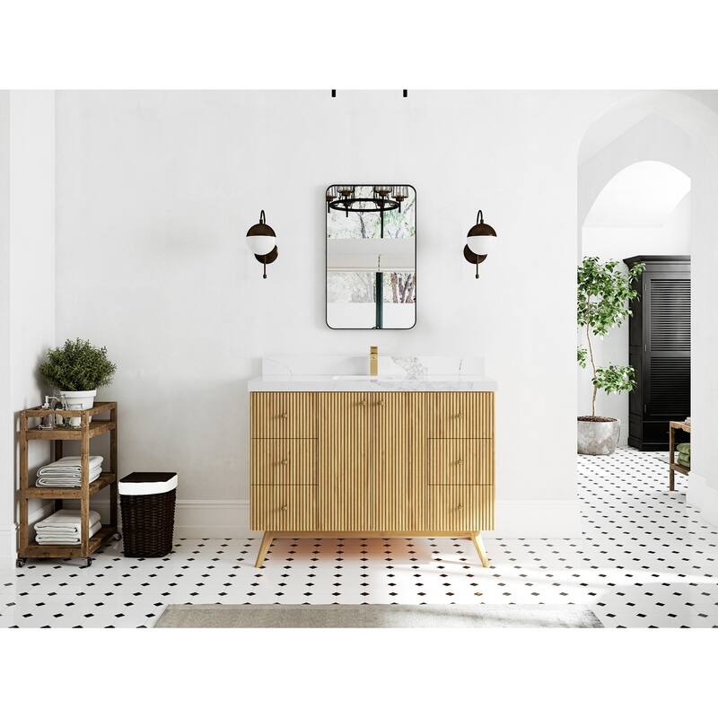 Willow Collections 48 in. W x 22 in. D Pasadena Solid Teak Single Sink Bathroom Vanity with Countertop