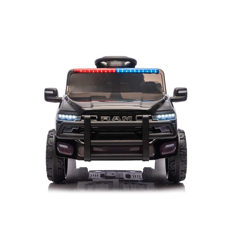 12V Kids Ride-On Truck with Police Lights & Siren, Battery Powered Electric Kids Car with Remote Control