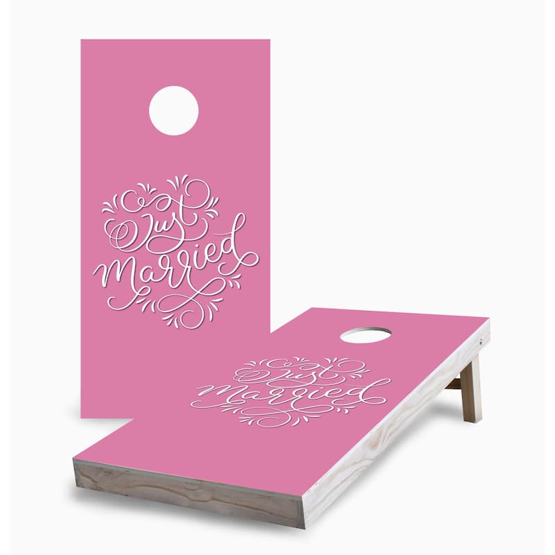 Just Married Wedding Corn Hole Board Set with Carry Case - 16 Years and Up