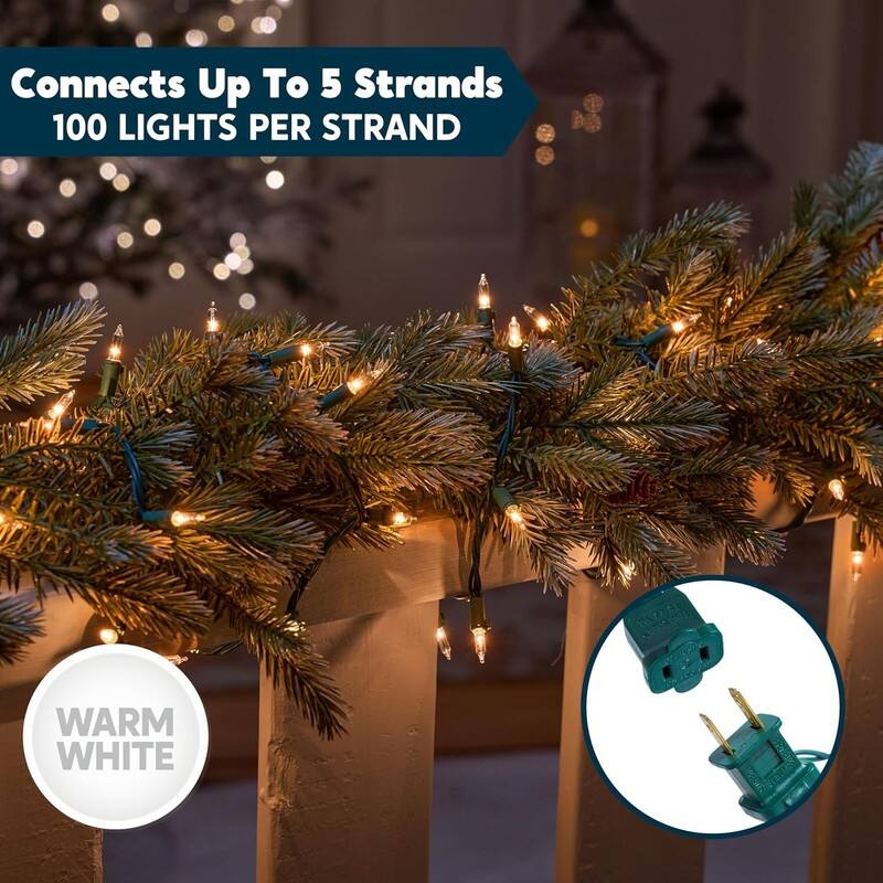 Joyfy 300(3x100) Mini Warm White Christmas String Lights - Green