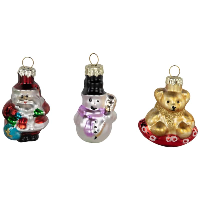 Holiday Favorites Glass Christmas Ornaments - 2.25" - Set of 6