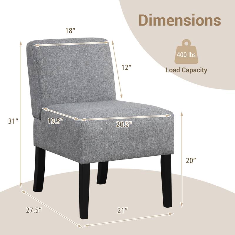 Gymax 2PCS Armless Accent Chair w/ Rubber Wood Legs Modern Vanity