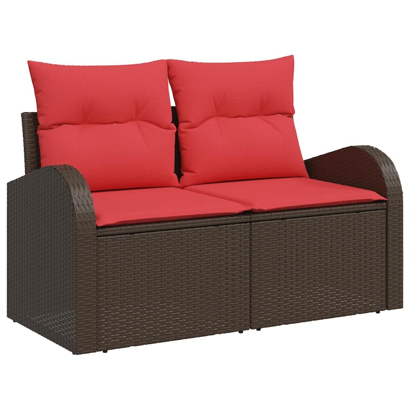 vidaXL 4/5 Garden Sofa Set with Cushions Black/Brown/Grey Wicker - 70.5 x 48.8 x 27.2
