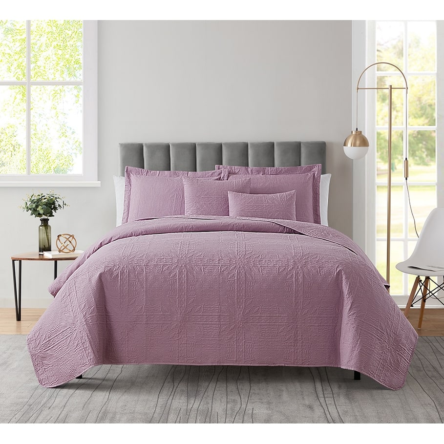 Clara Clark Bedspread Quilt Set - Grid Weave Pinsonic Lightweight Coverlet Set