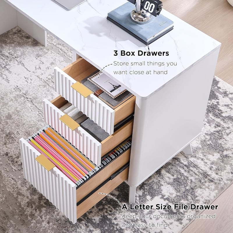 Modern Executive Desk with Charging Station, Home Office Computer Desk