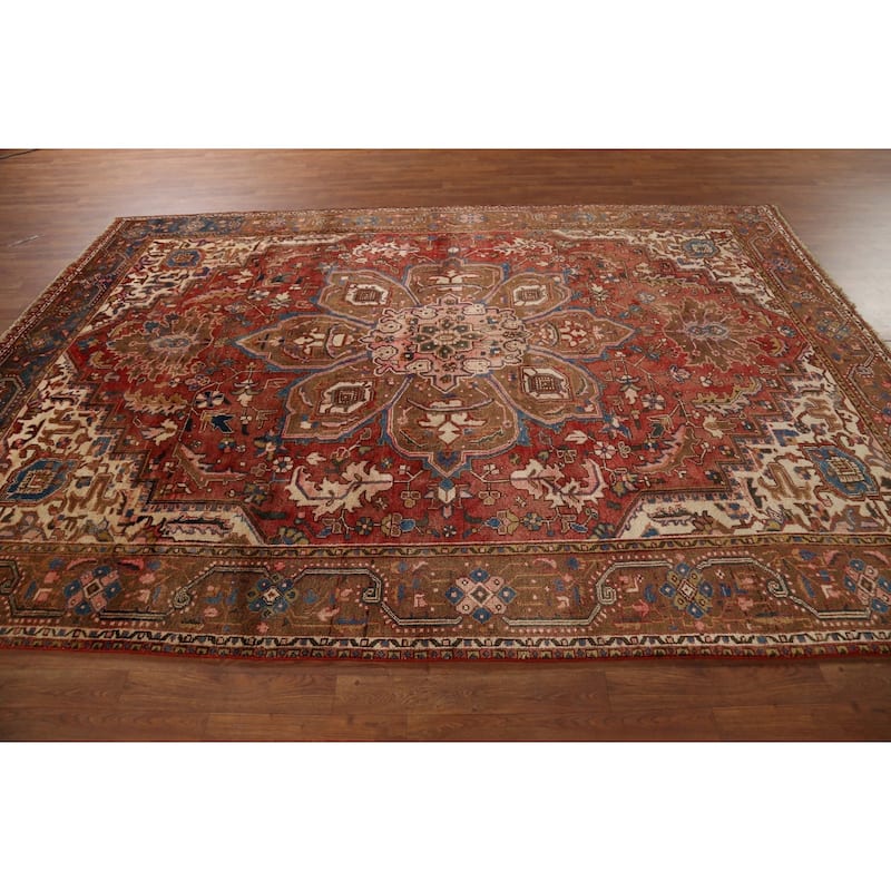 Heriz Persian Vintage Area Rug Handmade Wool Carpet - 7'7"x 10'6"