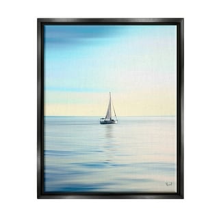 Stupell Blue Sunlit Sailboat Framed Floater Canvas Wall Art Design by ...