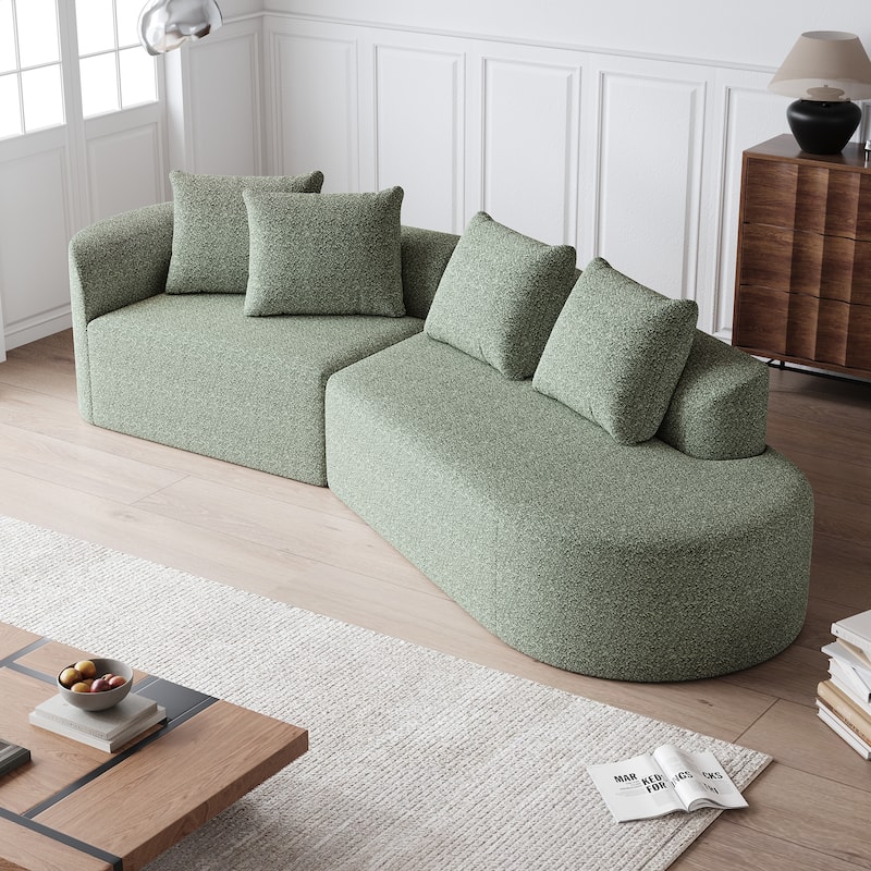 GDFStudio - Thalric Chenille 4-Seater Oversized Sectional Sofa with Pillows