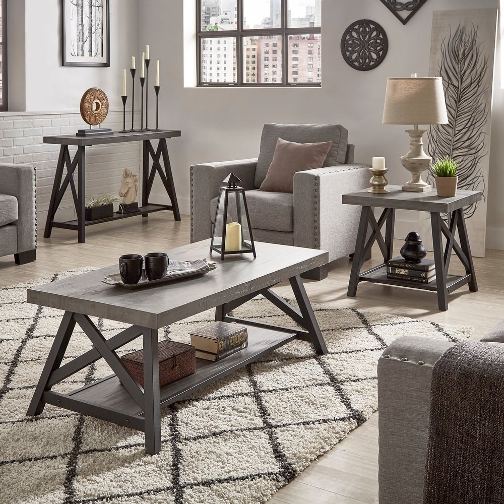 Bryson Rustic X-Base Accent Tables by iNSPIRE Q Classic