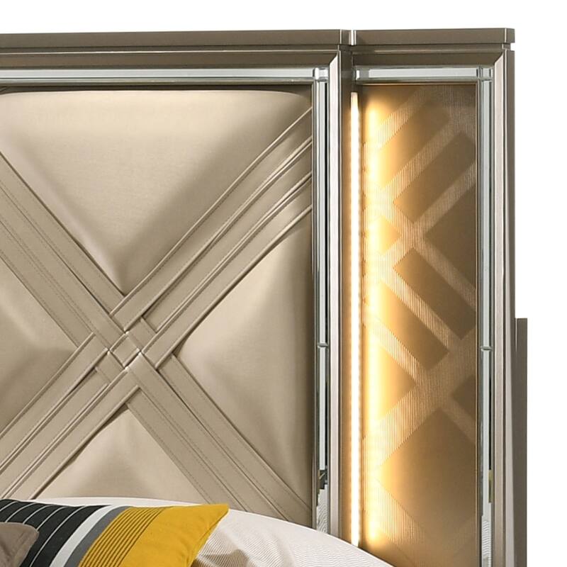 Livonia Dark Champagne Storage Bed with LED Touch Light