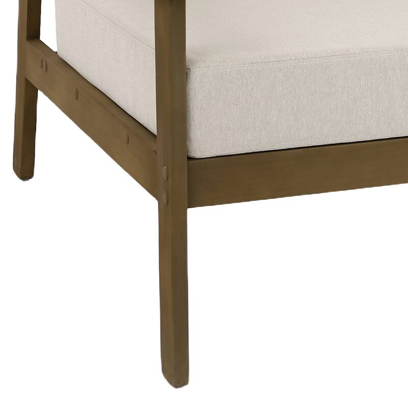 Solid Wood Outdoor Arm Chair Loveseat with Cushion