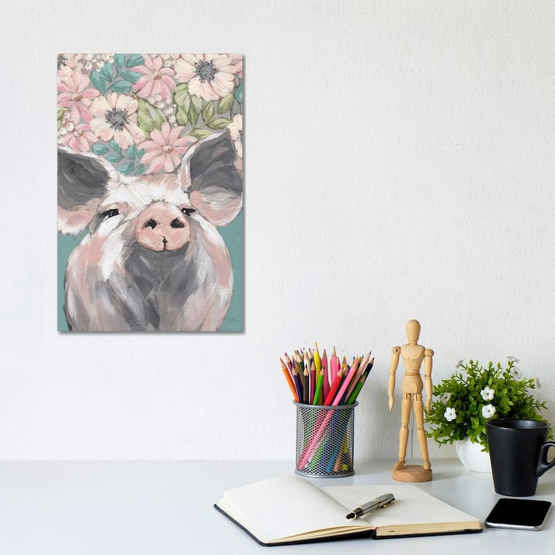 iCanvas "Patrice The Pig" by Michele Norman Canvas Print - 12x8x0.75