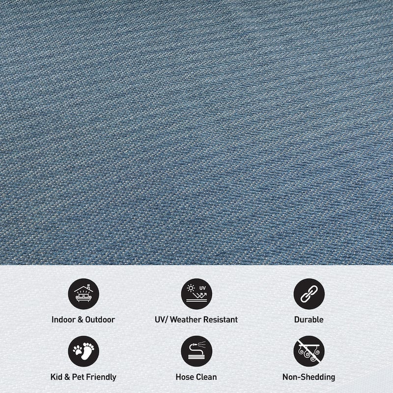 World Rug Gallery Contemporary Bordered Weather Resistant Reversible Indoor/Outdoor Area Rug