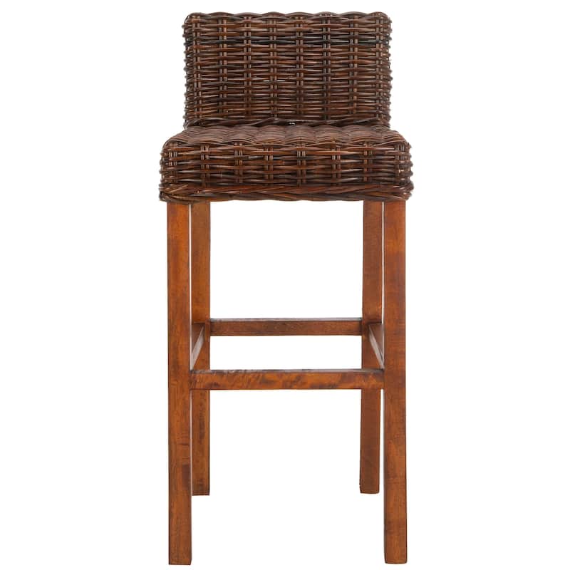 SAFAVIEH Tana -30 Inch Thomas Indoor Wicker Brown Bar Stool - 17.7" x 17.7" x 37.4" - 18Wx18Dx37H
