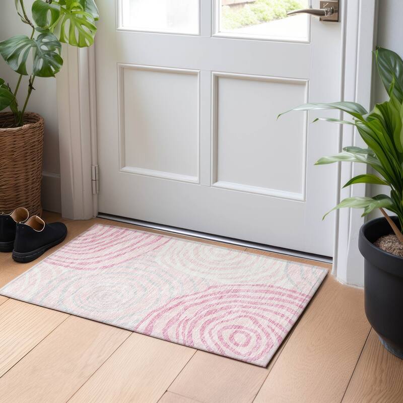 Premium Washable Super Soft Modern Mesmerize Mayfield Rug - Pink - 1' 8" x 2' 6" - Rectangle