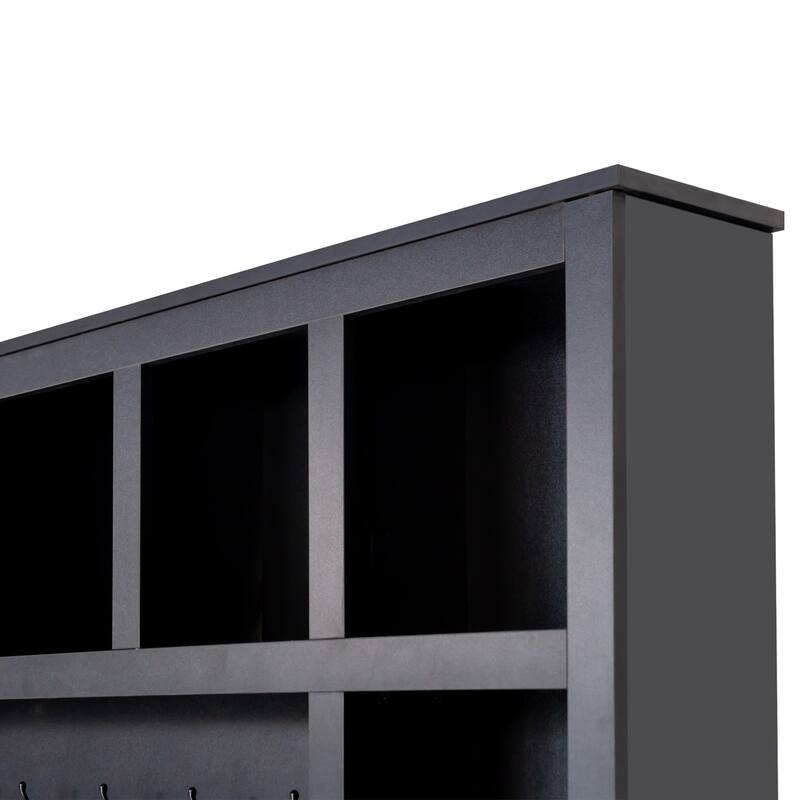 Farmhouse Wooden Style 4-in-1 Hall Tree with Storage Bench and Shoe Cubbies - 59" W × 15.7" D × 76.7" H