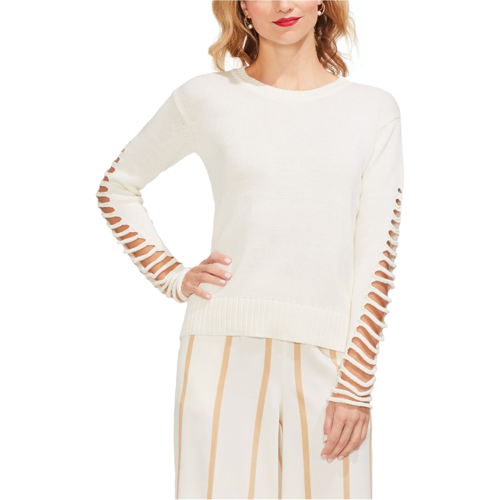 Vince camuto lattice sleeve sweater Clearance