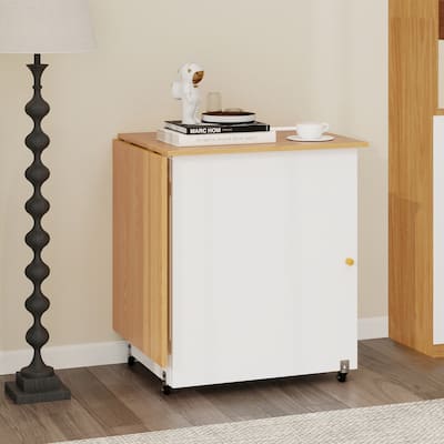 Moasis Folding Sewing Craft Table with Storage Shelves Cabinet With Charge Station