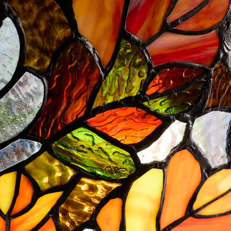 Emily River of Goods Autumn Leaves Stained Glass 62-Inch Floor Lamp - 18" x 18" x 62"