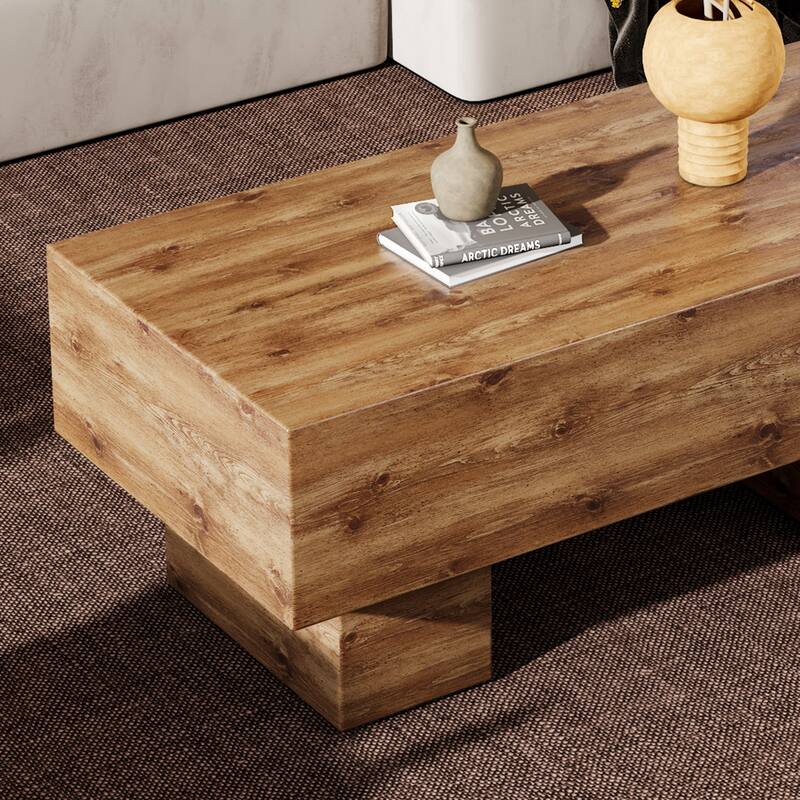 43.3" Modern Rectangular Coffee Table with Sturdy MDF Support Legs for Living Room