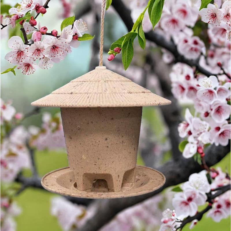 Earthy Sustainable Deluxe Outdoor Round Bird Feeders 8.6"Dia x 7.5"H