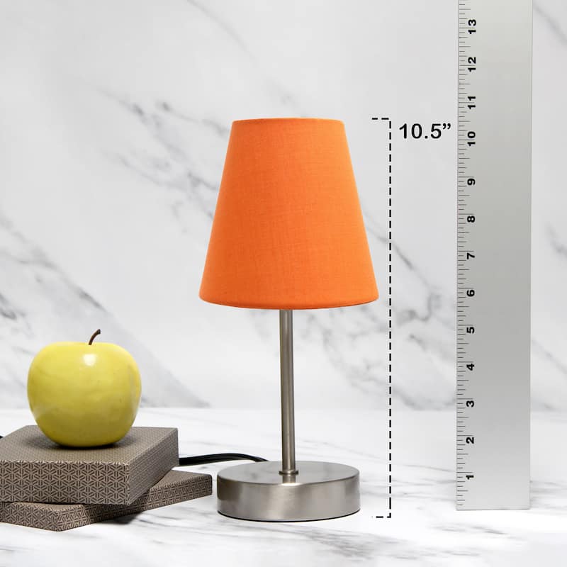 10.5" Petite Metal Stick Lamp in Sw Nickel w Fabric Shade