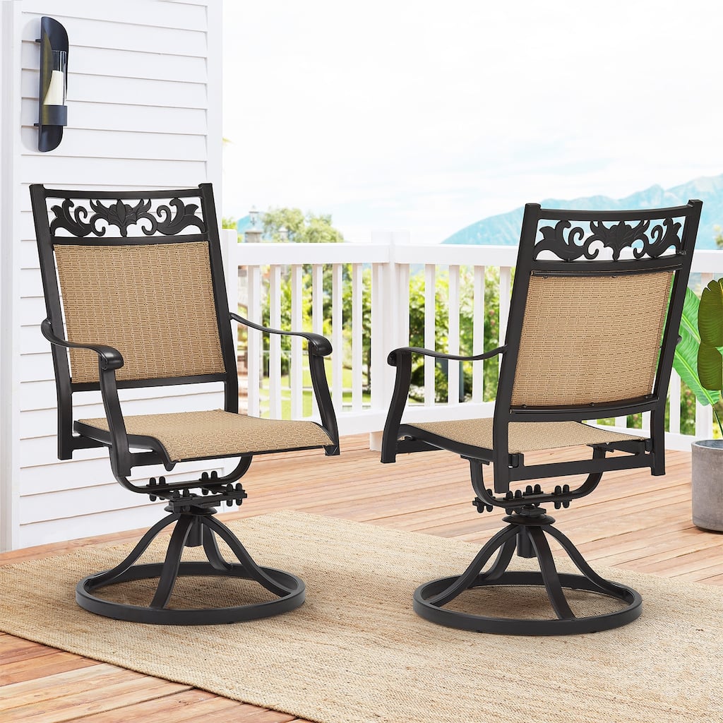 EROMMY Swivel Patio Dining Chairs Set of 2, Outdoor Wicker Aluminum Swivel Chair,Swivel Rocker with All-Weather Aluminum Frame
