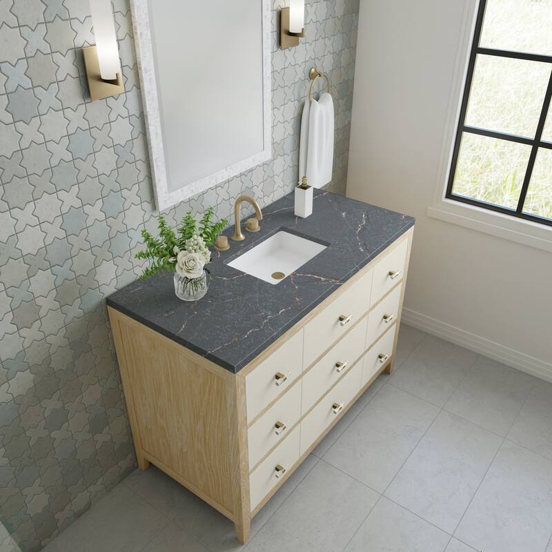 James Martin Vanities Celeste 48" Single Vanity, Sunwashed Oak with Embossed Shagreen