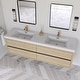 preview thumbnail 16 of 191, Wood Wall-Mounted Bathroom Vanity with Sink and Soft Close Drawers