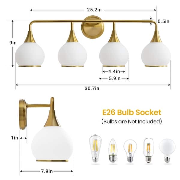 dimension image slide 9 of 18, Modern Vanity Lights Dimmable Bathroom Light Fixtures with Glass Shade