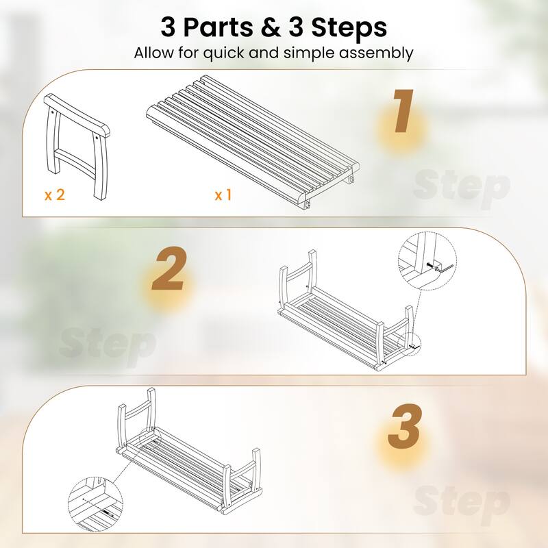 Gymax 2PCS 2-Person Patio Garden Dining Bench w/Contoured Slatted Seat