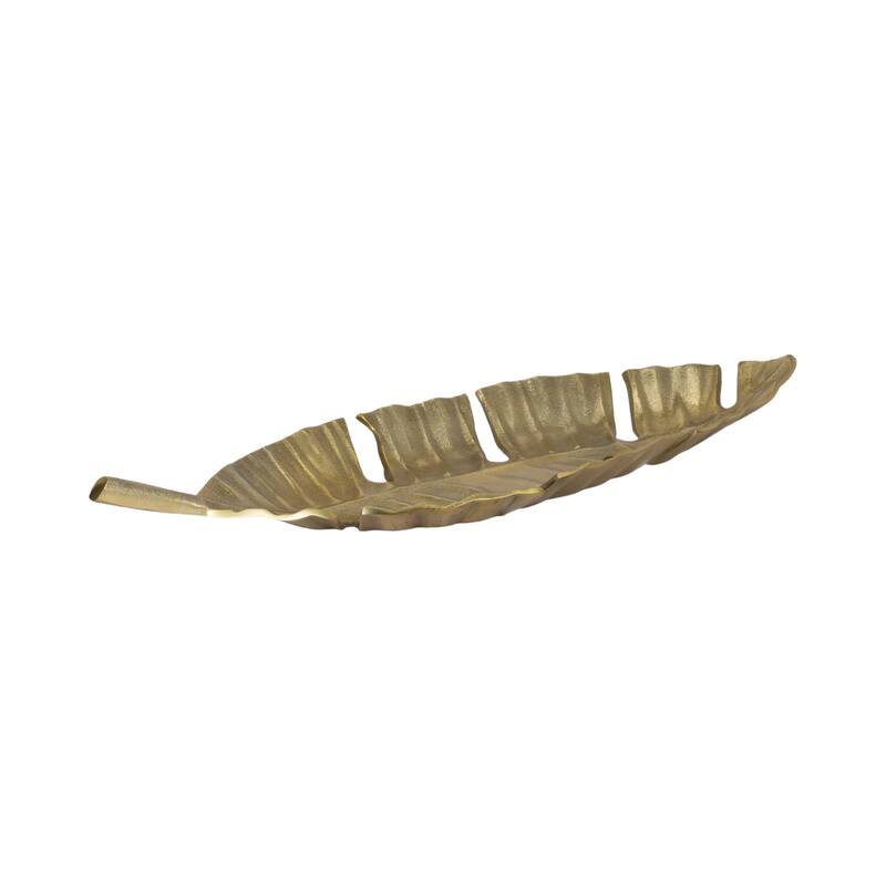 Sagebrook Home Metal Glam Leaf Decorative Tray