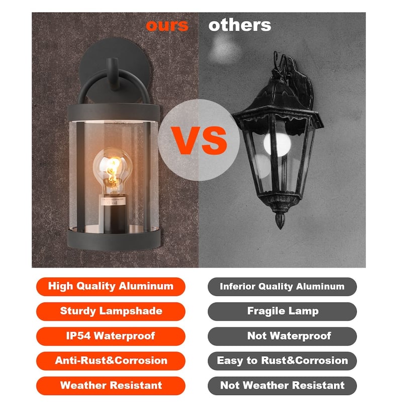 Lights Wall Light Outdoor Lantern E26 Bulb (Not Include) Wall Mount Hang Lamp Wall Sconce Lighting