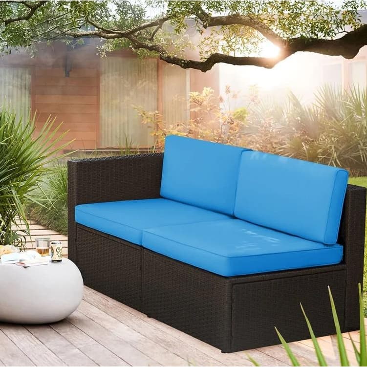 Furniwell 2-piece Outdoor Sectional Sofa Patio Conversation Set for Small Area