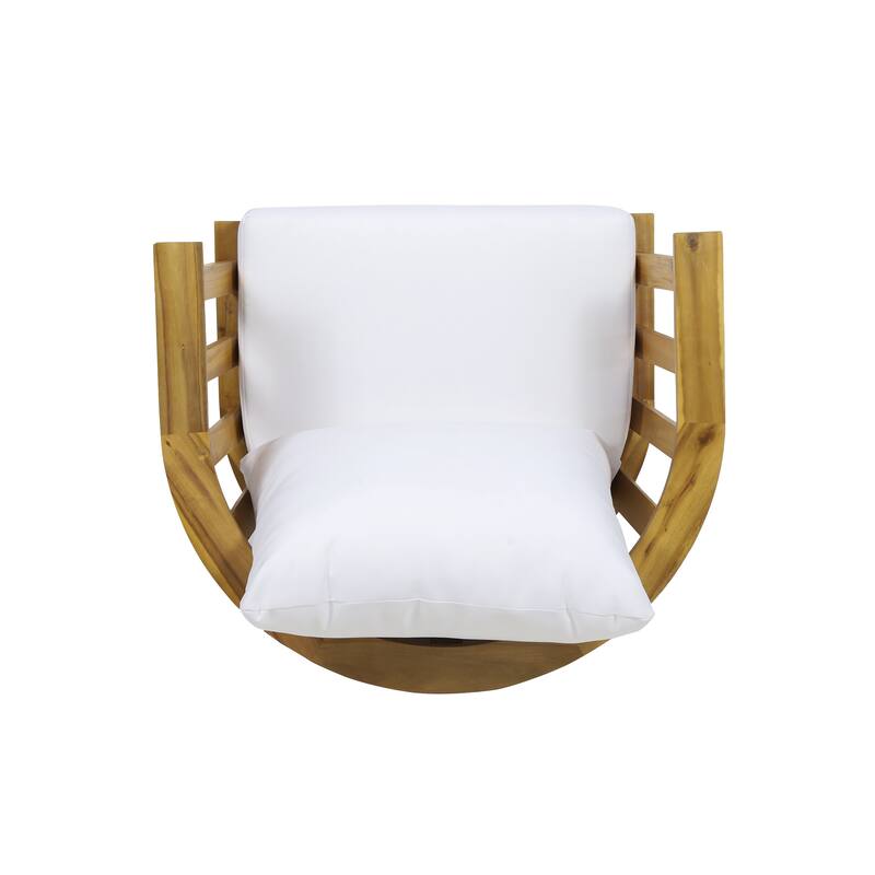 Roomfitters Outdoor Acacia Wood Patio Club Chair with Thick Waterproof Cushion, Deep Seating for Balcony