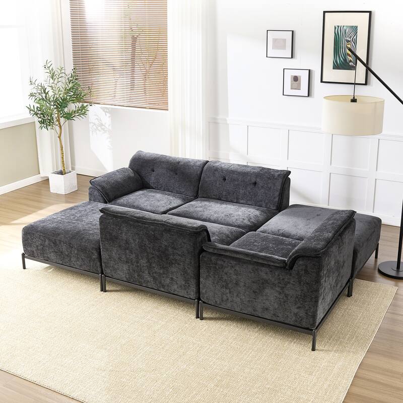 Upholstered Modular Sectional Sofa - Black - Symmetrical