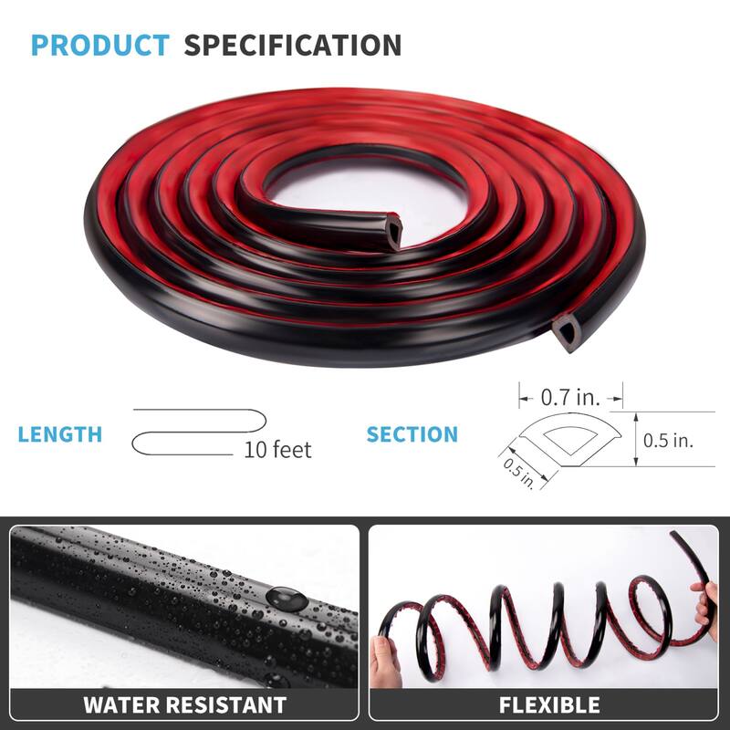 Art3d 10Ft Flexible Trim Caulk Strip, Peel and Stick Trim for Tile Edge, Ceiling - Black